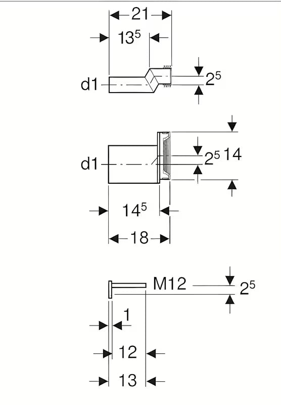 Ekscentrični priključni set Geberit pro viseča WC školjka s pričvrsnim materijalom