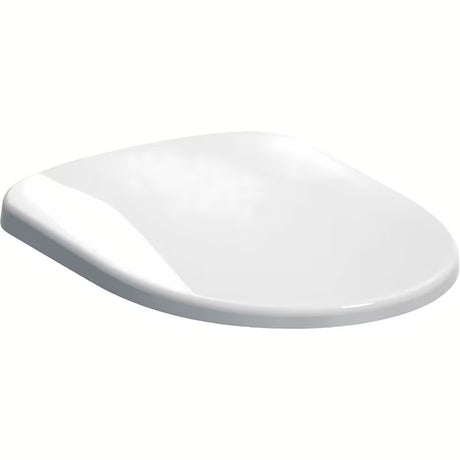 Beli WC deska Geberit Selnova iz duroplasta z nerjavnimi tečaji in pritrditvijo od spodaj.