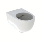 Bel viseča WC školjka Geberit Selnova brez splakovalnega kroga s skritim pritrjevanjem.