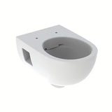 Beli viseča WC školjka Geberit Selnova brez splakovalnega kroga iz sanitarne keramike.