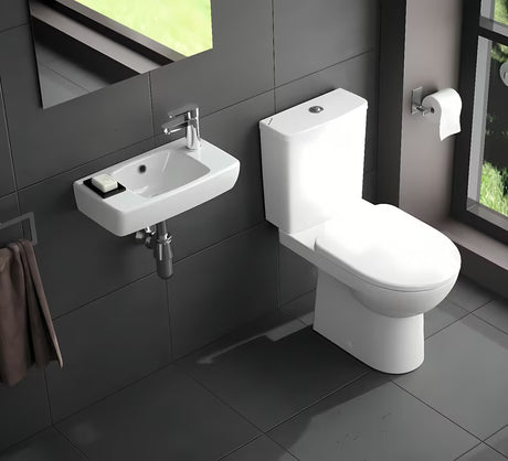 Beli keramični umivalnik Geberit Selnova Compact 40 x 25 cm z odprtino pro za armaturo na desni