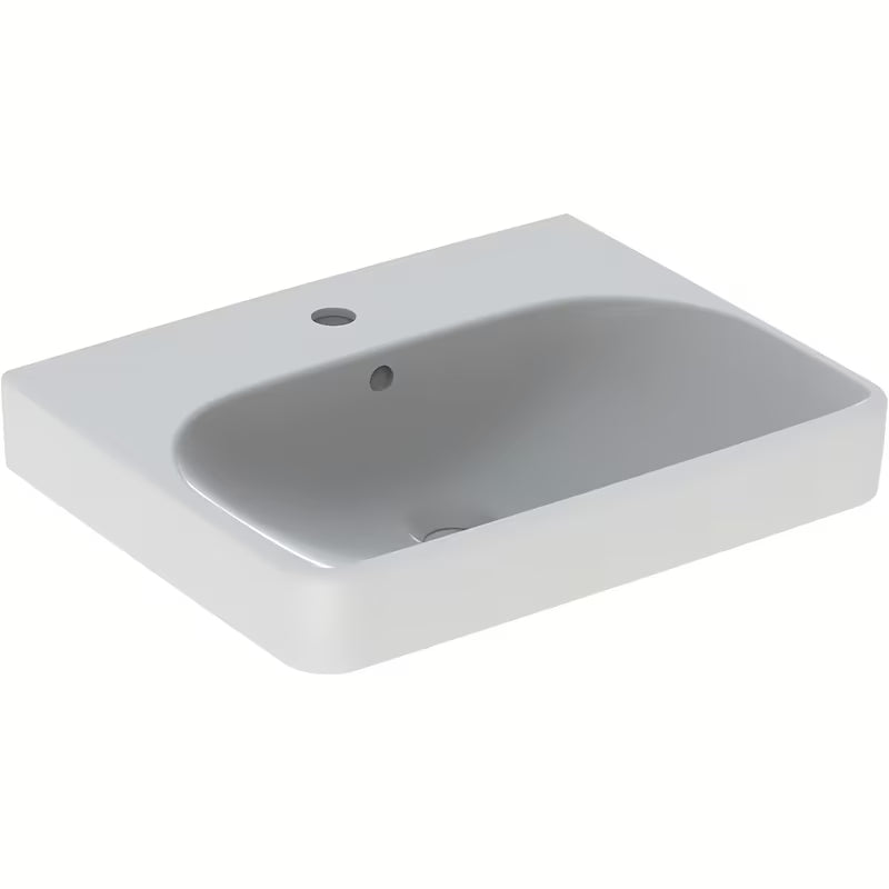 Geberit Smyle Square viseče keramični umivalnik bel z odprtino pro za armaturo na sredini, 55x44 cm