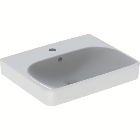 Geberit Smyle Square viseče keramični umivalnik bel z odprtino pro za armaturo na sredini, 55x44 cm