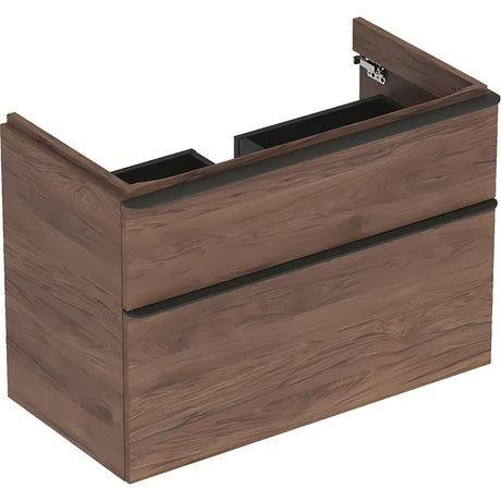 Viseča omarica pod umivalnikom Geberit Smyle Square v dekorju oreha, 88,4x62x47 cm.