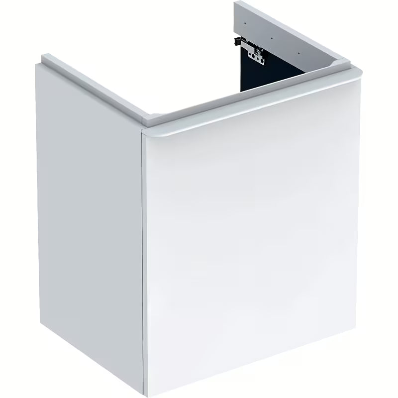 Bela viseča omarica pod umivalnikom Geberit Smyle Square dimenzij 53,6x62x43,3 cm.