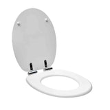 Bela WC deska Glacera iz MDF s tehnologijo mehko Zapiranje Soft Close in medeninastimi tečaji