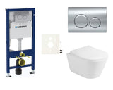 Viseči WC set Glacera Ava z modulom Geberit Duofix, duroplastnim sedežem z mehko Zapiranje Soft Close in kromirano tipko za splakovanje