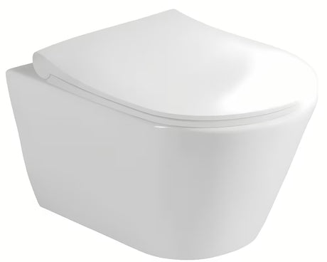 Viseči WC set Glacera Ava z modulom Geberit Duofix, duroplastnim sedežem z mehko Zapiranje Soft Close in kromirano tipko za splakovanje