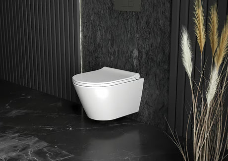 Bel viseča WC školjka Glacera Ava s wc desko mehko Zapiranje Soft Close in skritim pritrjevanjem