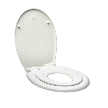 Bela otroška WC deska Glacera Babynew z integriranim vložkom in počasnim zapiranjem mehko Zapiranje Soft Close.