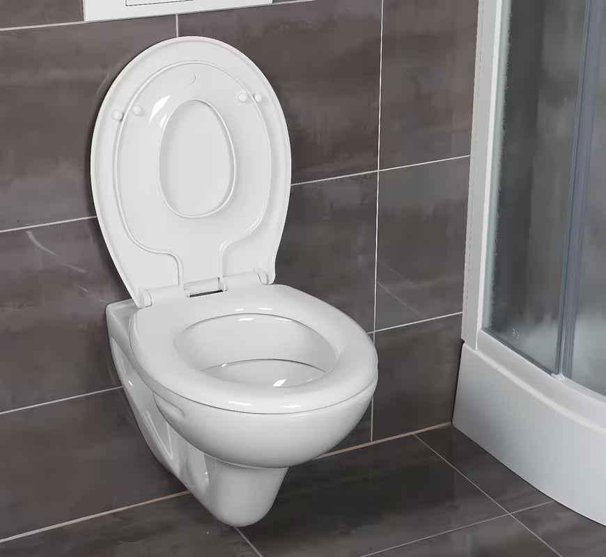 Bela otroška WC deska Glacera Babynew z integriranim vložkom in počasnim zapiranjem mehko Zapiranje Soft Close.