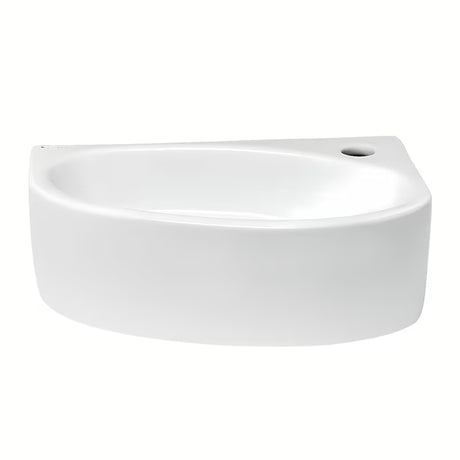 Bel kotno desni umivalnik Glacera Bigio 42 x 29,5 cm brez preliva z odprtino pro za armaturo na desni.