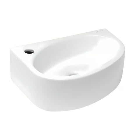 Bel keramični kotno umivalnik Glacera Bigio 42 x 29,5 cm z odprtino pro za armaturo na levi