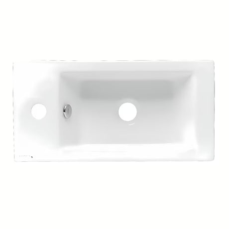 Bel keramični oglati umivalnik Glacera Bigio 50x25 cm s prelivom in odprtino pro za armaturo