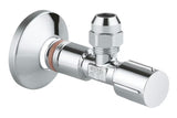 Kotni ventil Grohe Chrome pro za stensko montažo s kovinskim ročajem in rozeto