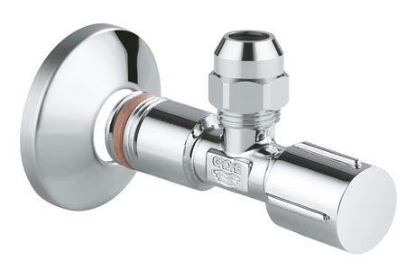 Kotni ventil Grohe Chrome pro za stensko montažo s kovinskim ročajem in rozeto