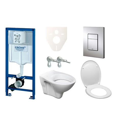 Viseči WC set S-Line Pro z modulom Grohe Rapid SL, splakovalnikom, tipko in sedežem WC školjka