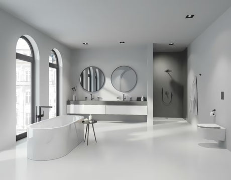 Splakovalni tipka Grohe Arena Cosmopolitan S v barvi krtačeno Hard Graphite pro podometne splakovalniki