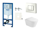 Viseči WC set Glacera Ava z modulom Grohe Rapid SL, splakovalnikom in aktivirno tipko Skate Cosmopolitan