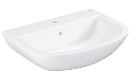 Viseči umivalnik Grohe Bau Ceramic 65 v beli barvi s prelivom in odprtino pro za armaturo