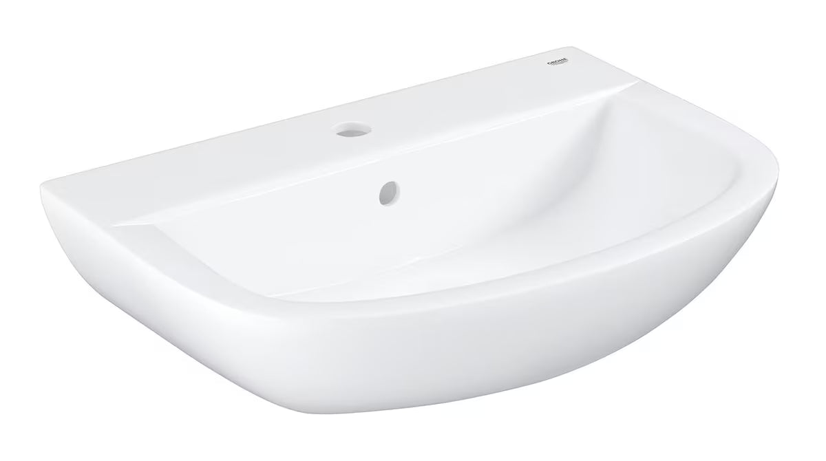 Viseči umivalnik Grohe Bau Ceramic 60 v beli barvi z odprtino pro za armaturo in prelivom