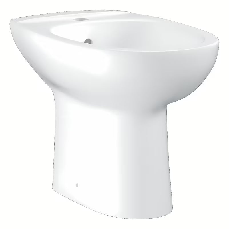 Talni bide Grohe Bau Ceramic v barvi alpine white z eno odprtino za armaturo in prelivom