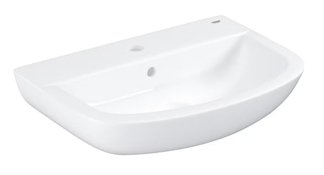 Viseči umivalnik Grohe Bau Ceramic 55 v beli barvi Alpine White z odprtino pro za armaturo in prelivom