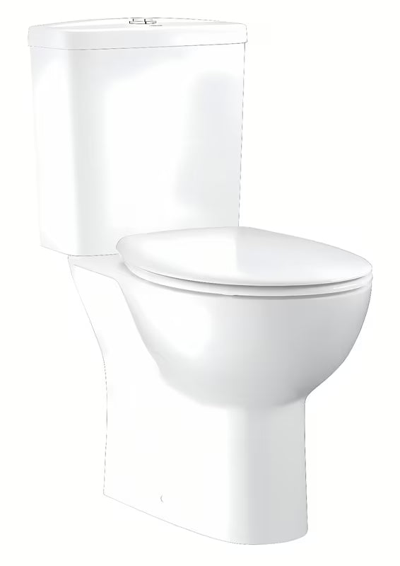 Grohe Bau Ceramic stoječa WC školjka kombi Rimless z zadnjim odtokom, kotličkom in WC školjka desko v barvi alpine-white