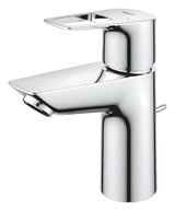 Kromirana enoročna stoječa armatura za umivalnik Grohe bauloop z odtokom