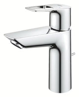 Kromirana enoročna stoječa armatura za umivalnik Grohe bauloop z odtokom