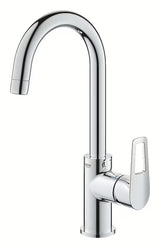 Grohe bauloop visoka enoročna armatura za umivalnik v krom izvedbi z odtokom.