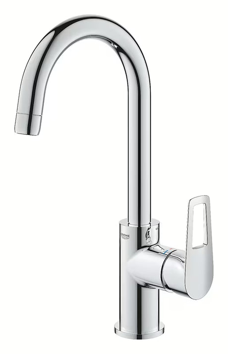 Grohe bauloop visoka enoročna armatura za umivalnik v krom izvedbi z odtokom.