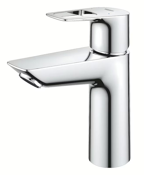 Kromirana enoročna stoječa armatura za umivalnik Grohe bauloop s click-clack-odtokom