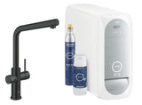 Grohe Blue Home Duo armatura za pomivalno korito s filtracijo in hlajenjem vode v izvedbi velvet black