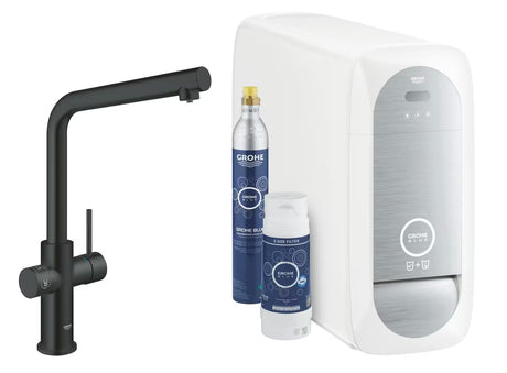 Grohe Blue Home Duo armatura za pomivalno korito s filtracijo in hlajenjem vode v izvedbi velvet black