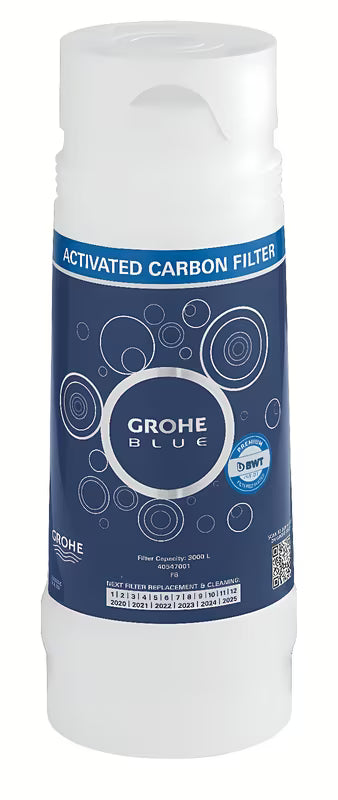 Aktivno ogljikov filter Grohe Blue pro sistemi Grohe Blue za območja z mehko vodo pod 9° dKH.