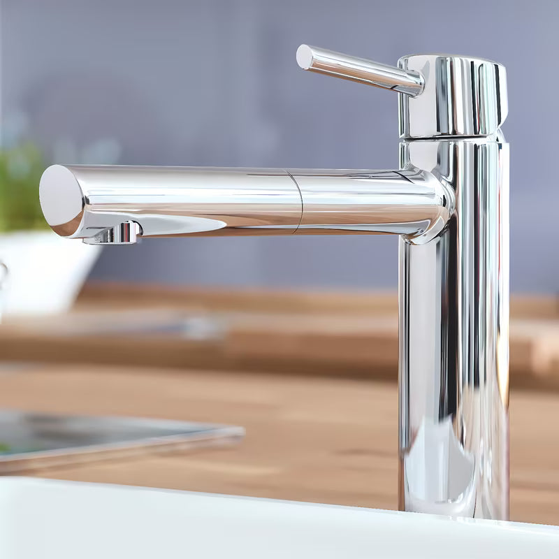 Kromirana armatura za pomivalno korito Grohe Concetto New s srednje visokim vrtljivim izlivom in izvlečno prho