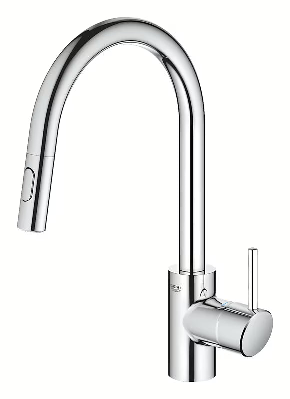 Kromirana armatura za pomivalno korito Grohe Concetto New z visokim vrtljivim izlivom in izvlečno prho