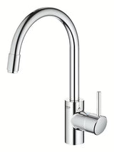 Kromirana armatura za pomivalno korito Grohe Concetto New z visokim vrtljivim izlivom in izvlečno prho.