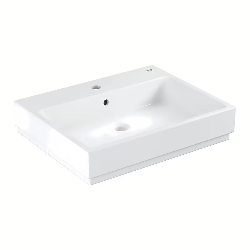 Viseči umivalnik Grohe Cube Ceramic 600 x 490 mm iz keramike v barvi alpine white s prelivom