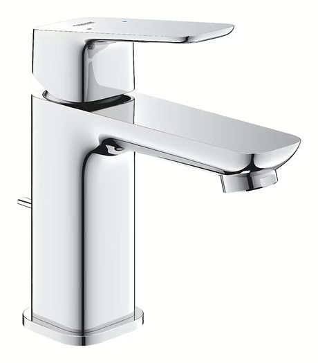 Kromirana enoročna armatura za umivalnik Grohe Cubeo z odtokom v sijajni izvedbi