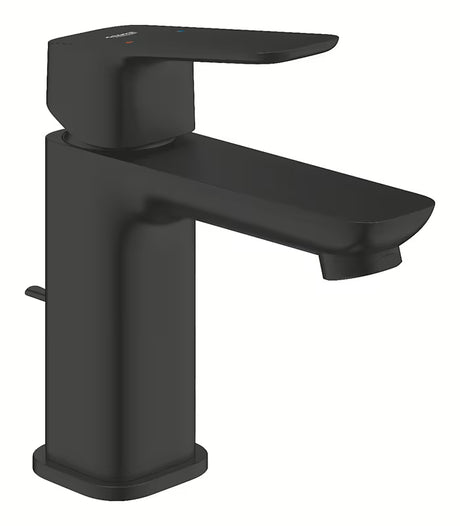 Grohe Cubeo umivalniška enoročna armatura v mat črni barvi z odtokom