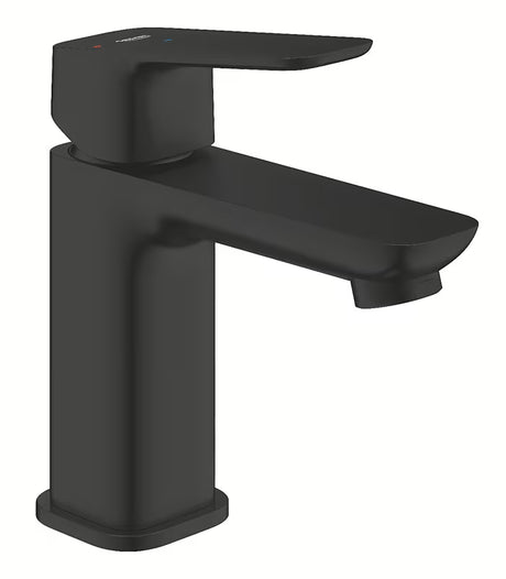 Grohe Cubeo umivalniška enoročna armatura v mat črni barvi s click-clack-odtokom