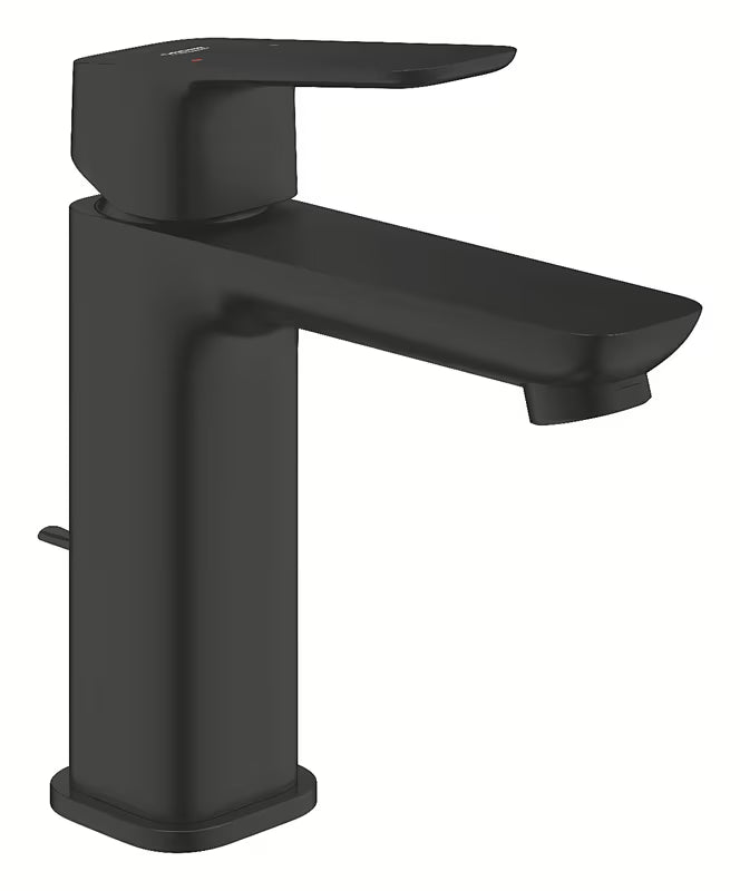 Grohe Cubeo armatura za umivalnik v mat črni barvi z ročnim upravljanjem in odtokom