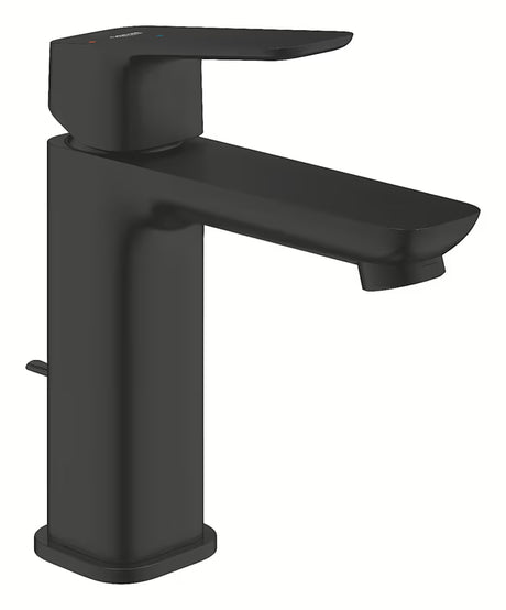 Grohe Cubeo enoročna armatura za umivalnik v mat črni barvi z odtokom