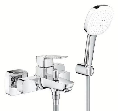Grohe Cubeo stenska enoročna armatura za kad v krom izvedbi s tuš setom