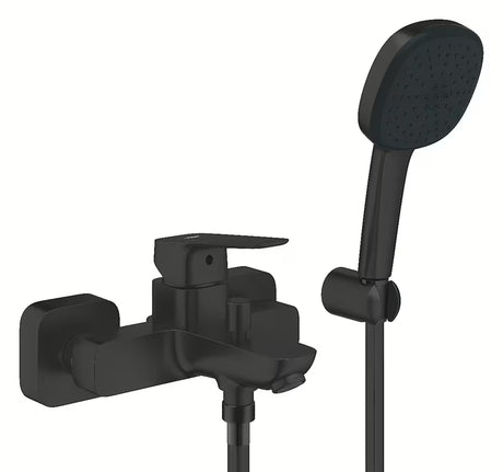 Grohe Cubeo kadna stenska armatura v črni mat izvedbi s pršno garnituro