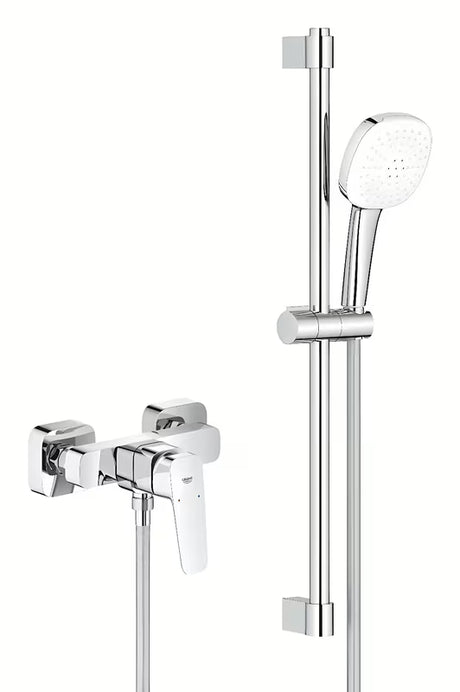 Kromirana stenska armatura za tuš Grohe Cubeo s tuš setom Tempesta Cube 110