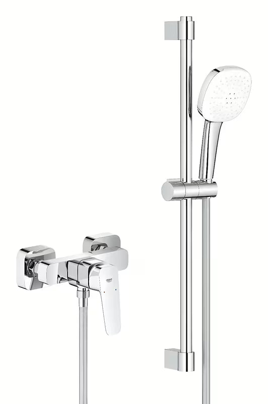 Kromirana stenska armatura za tuš Grohe Cubeo s tuš setom Tempesta Cube 110