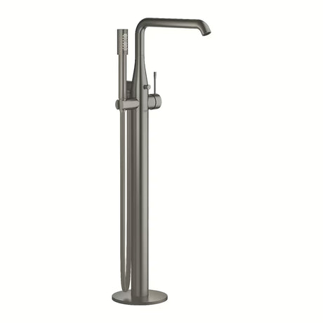 Talna armatura za kad Grohe Essence New z ročno prho v izvedbi brushed hard graphite.